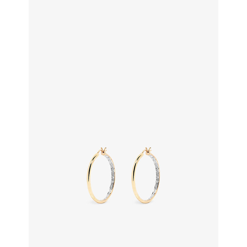 Yvonne Leon Paire de Creoles 18ct yellow-gold and 0.20ct round-brilliant diamond hoop earrings | YVONNE LEON