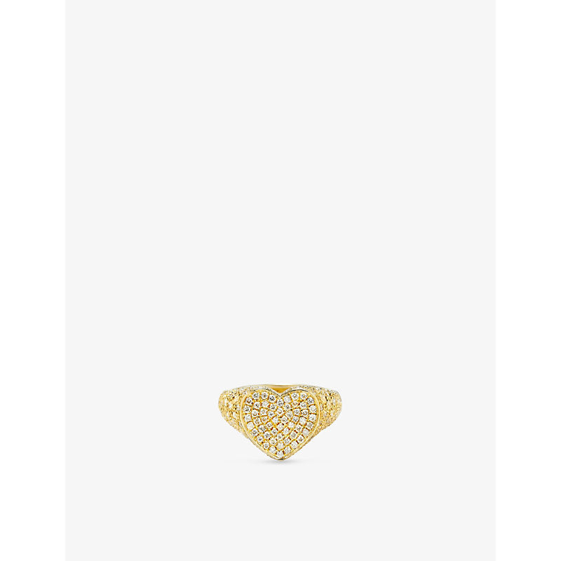 Yvonne Leon Chevaliere Coeur 9ct yellow-gold and 0.72ct round-brilliant diamond ring