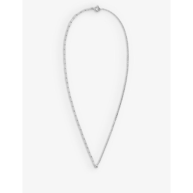 Yvonne Leon Collier Solitaire 18ct white-gold and 0.10ct brilliant-cut diamond necklace