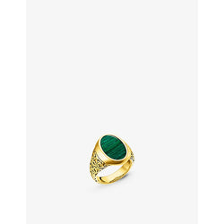 Thomas Sabo Engraved 18ct yellow gold-plated sterling silver and malachite ring