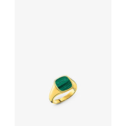 Thomas Sabo Classic 18ct yellow gold-plated sterling silver and malachite signet ring