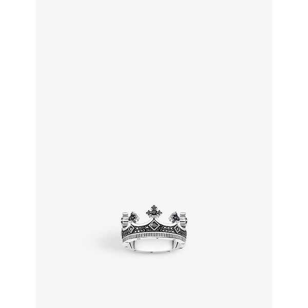  Thomas Sabo Crown blackened sterling-silver and zirconia ring