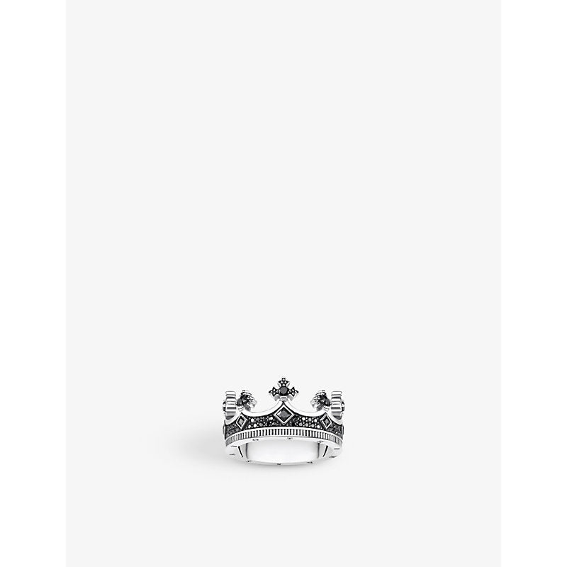  Thomas Sabo Crown blackened sterling-silver and zirconia ring