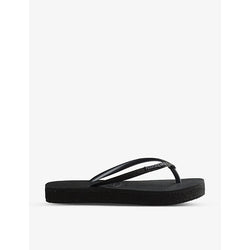 Havaianas Slim flatform glitter-strap rubber flip-flops