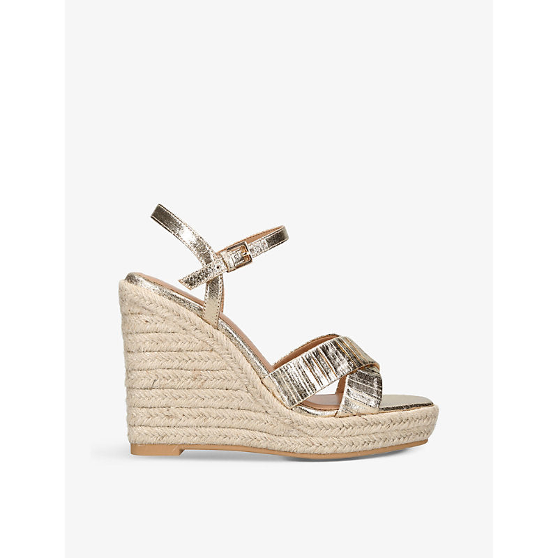 Kg Kurt Geiger Portia cross-strap metallic faux-leather wedge sandals