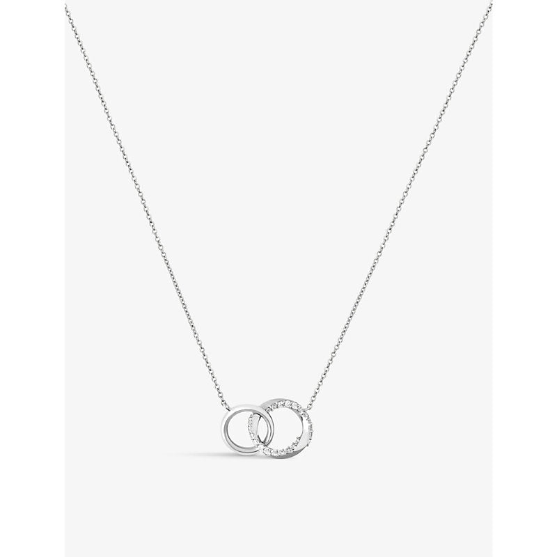  Astrid & Miyu Orbit Crystal rhodium-plated recycled sterling silver and cubic zirconia necklace