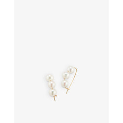 Mizuki Sea of Beauty 14ct yellow gold and freshwater pearl drop earrings | MIZUKI