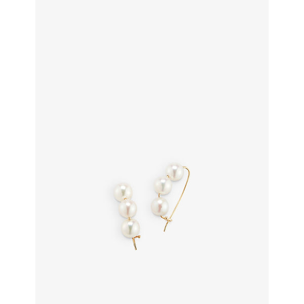 Mizuki Sea of Beauty 14ct yellow gold and freshwater pearl drop earrings