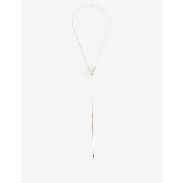 Mizuki Lariat 14ct yellow-gold and pearl drop necklace