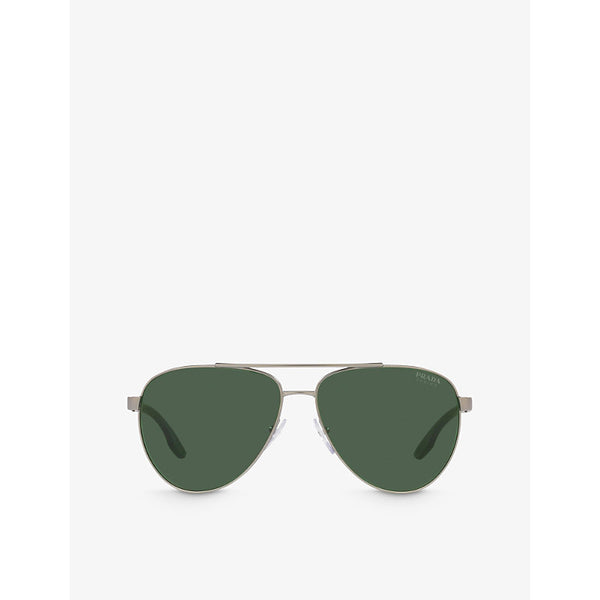  Prada Linea Rossa PS 52YS pilot-frame metal sunglasses