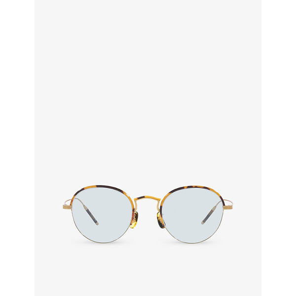  Oliver Peoples OV1290T round-frame tortoiseshell metal optical glasses