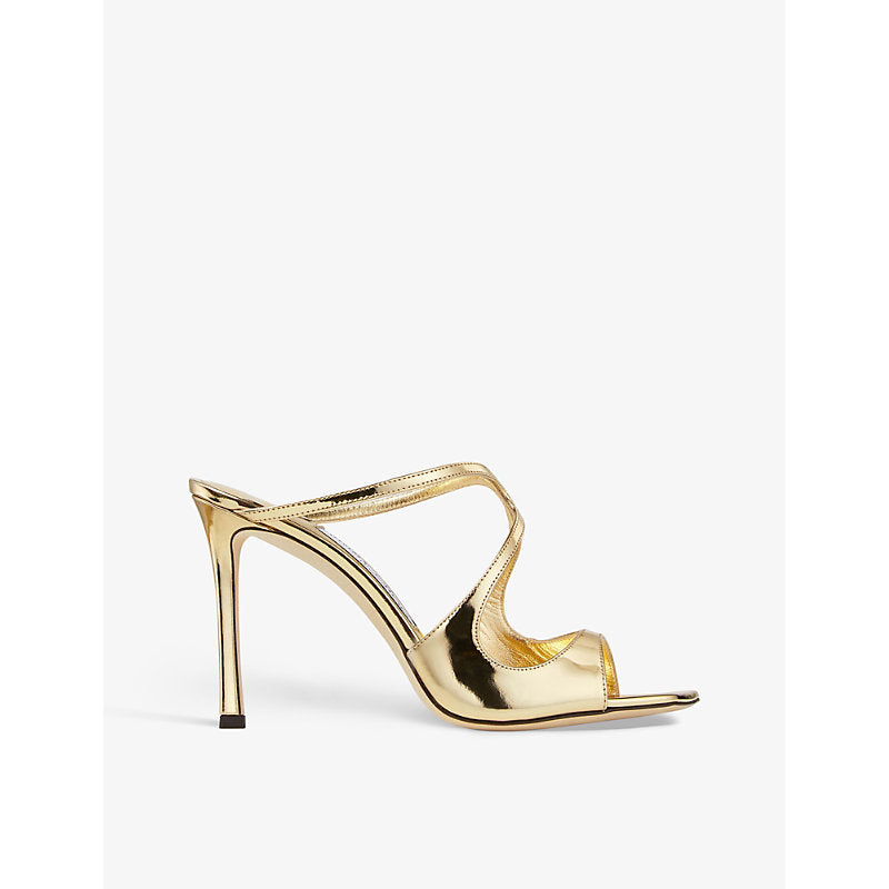 Jimmy Choo Anise 95 liquid-gold leather heeled sandals