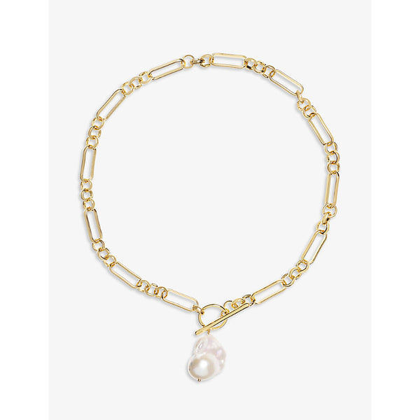 La Maison Couture Amadeus Alba 14ct yellow gold-plated brass and Keshi pearl necklace | LA MAISON COUTURE