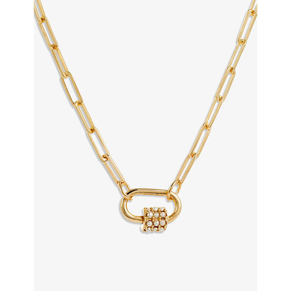 La Maison Couture Amadeus Daphne Paperclip 14ct yellow gold-plated vermeil recycled sterling silver and pearl necklace