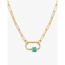  La Maison Couture Amadeus Daphne Paperclip 14ct yellow gold-plated vermeil recycled sterling silver and turquoise necklace