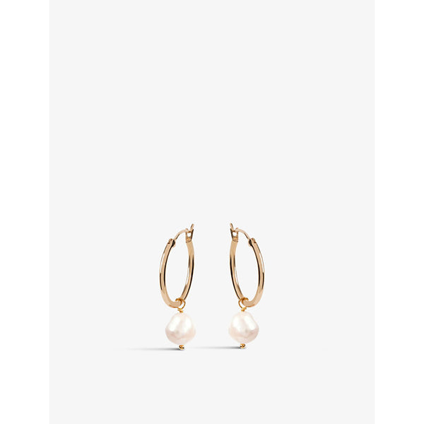 La Maison Couture Amadeus Venus 14ct yellow gold-vermeil recycled sterling-silver and Keshi pearl large hoop earrings