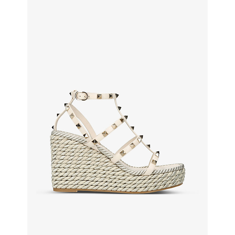  Valentino Garavani Rockstud 95 braided leather heeled sandals