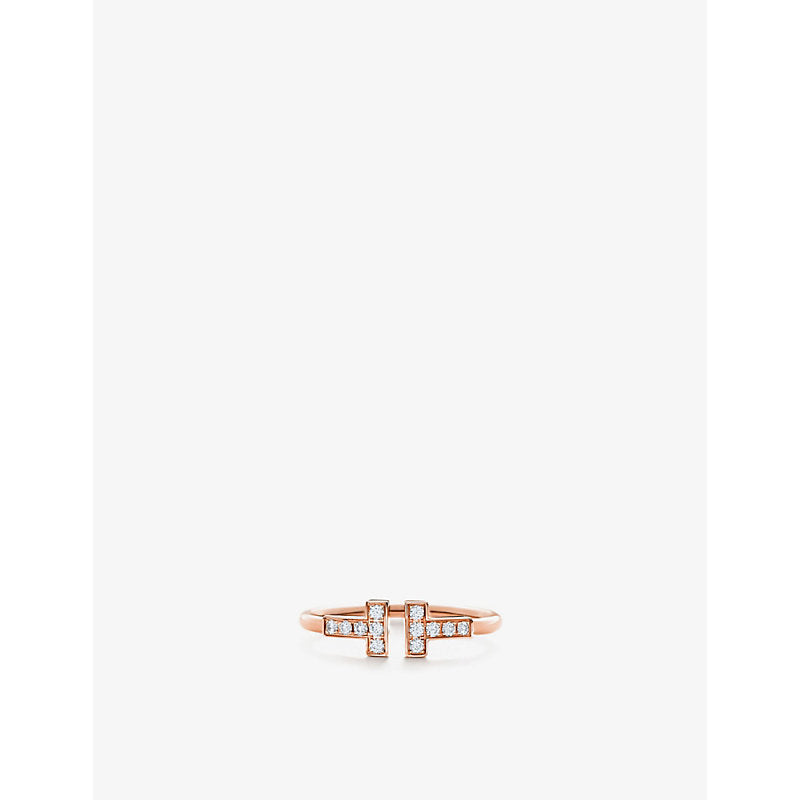 Tiffany & Co Tiffany T Wire 18ct rose-gold and 0.13ct brilliant-cut diamond ring