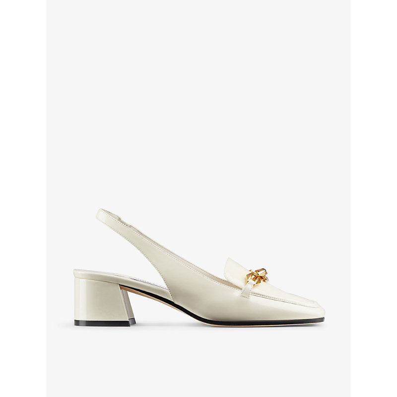 Jimmy Choo Diamond Tilda slingback patent-leather heeled loafers