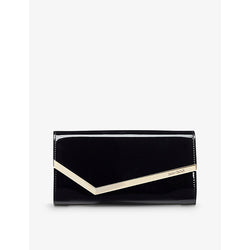 Jimmy Choo Emmie contrast-trim patent-leather clutch bag | JIMMY CHOO