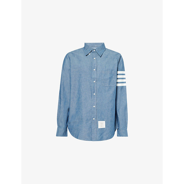 Thom Browne Regular-fit striped-sleeve cotton shirt