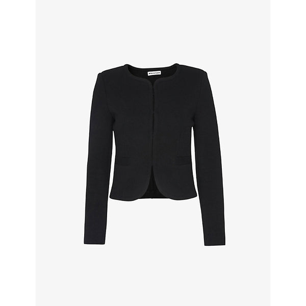 Whistles Collarless cropped cotton-jersey Jacket