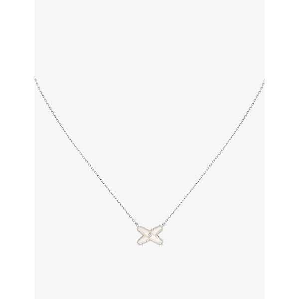 Chaumet Jeux de Liens 18ct white-gold, 0.01ct brilliant-cut diamond and mother-of-pearl necklace