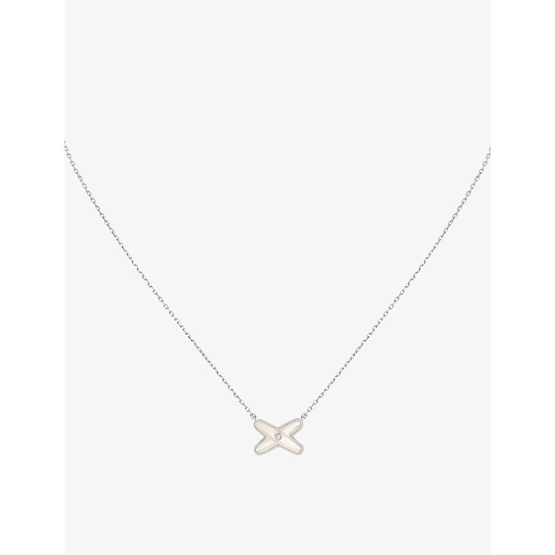 Chaumet Jeux de Liens 18ct white-gold, 0.01ct brilliant-cut diamond and mother-of-pearl necklace