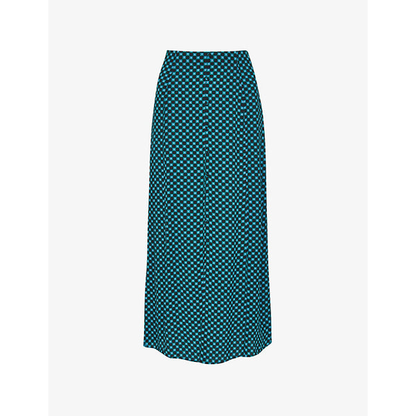 Whistles Star check-print A-line viscose skirt