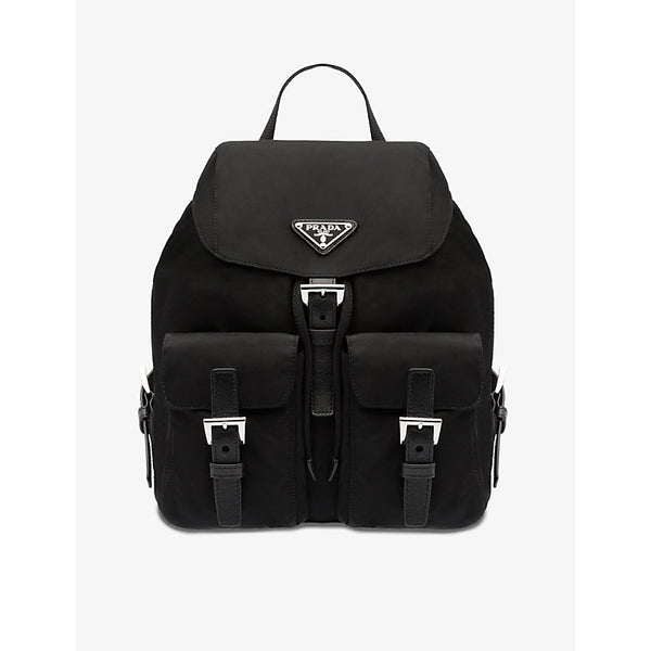 Prada Logo-plaque recycled-polyamide backpack | Prada