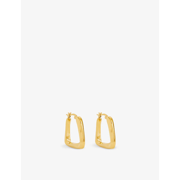 Oma The Label Rounded square 18ct yellow-gold-plated brass hoop earrings