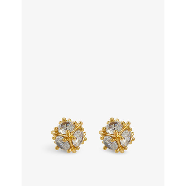 Oma The Label Sol 18ct yellow-gold plated brass and cubic zirconia stud earrings