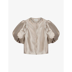  Malina Cleo balloon-sleeve satin blouse