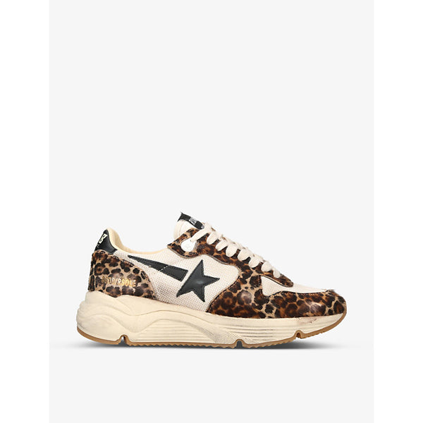 Golden Goose Women's Running Sole 15399 leopard-print leather and mesh trainers