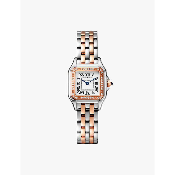 CRW3PN0006 Panthère de Cartier small 18ct rose-gold, stainless-steel and 0.23ct brilliant-cut diamond quartz watch