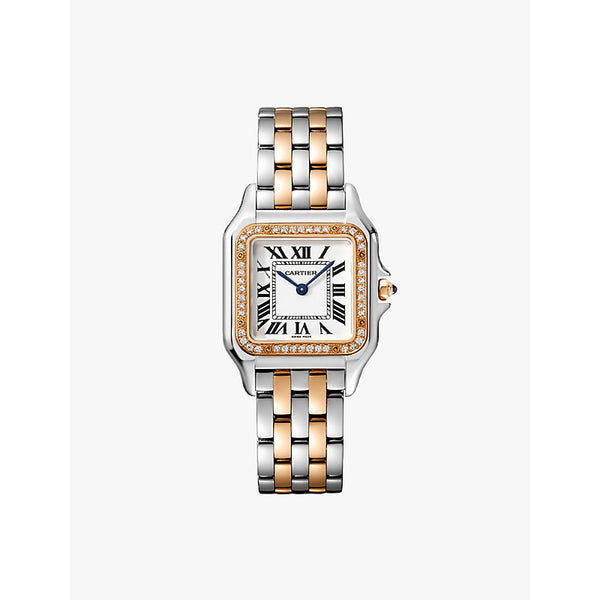 CRW3PN0007 Panthère de Cartier medium 18ct rose-gold, stainless-steel and 0.28ct brilliant-cut diamond quartz watch