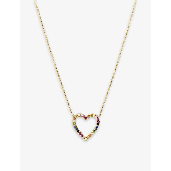  Roxanne First Heart 14ct yellow-gold and 0.13ct rainbow-sapphire necklace