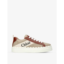 Chloe Lauren logo-embellished linen and leather trainers