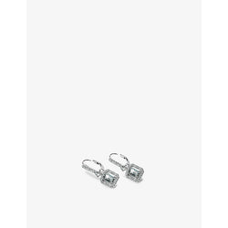 Womens Carat London Moxie Emerald border-set sterling silver and 0.5ct cubic zirconia drop earrings