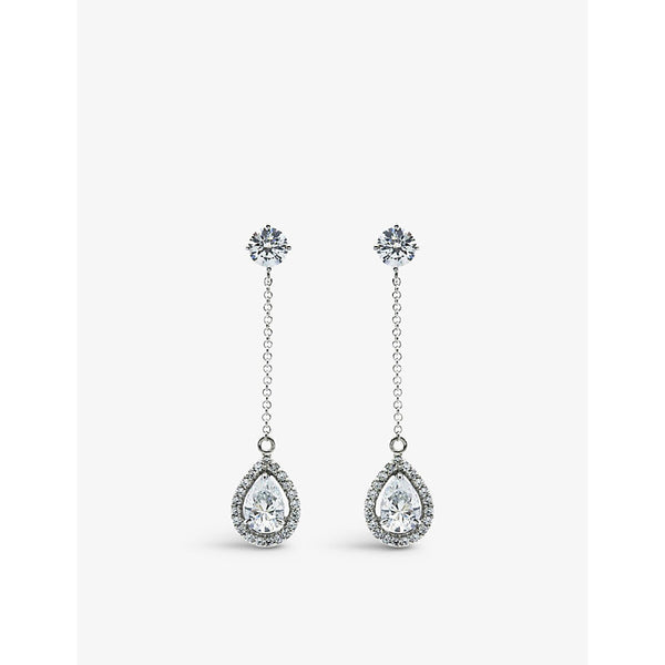  Carat London Bee borderset pear-shaped sterling silver and cubic zirconia drop earrings