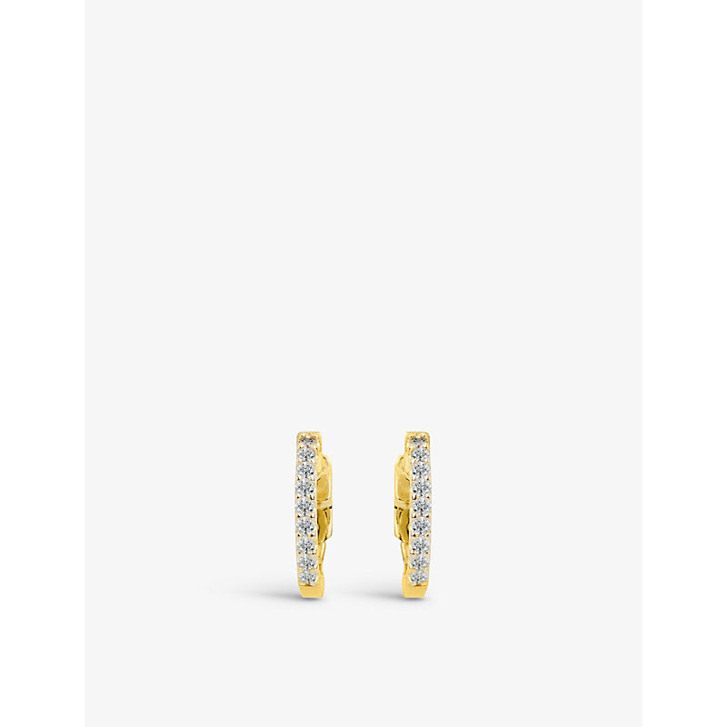  Carat London Baby yellow gold-plated vermeil sterling silver and cubic zirconia hoop earrings