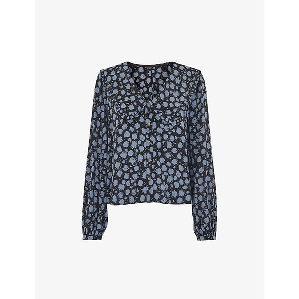 Whistles Dalmatian-print wide-collar woven shirt