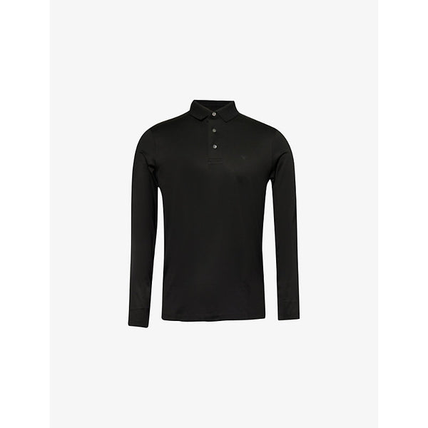 Emporio Armani Logo-print long-sleeve lyocell and cotton-blend polo shirt