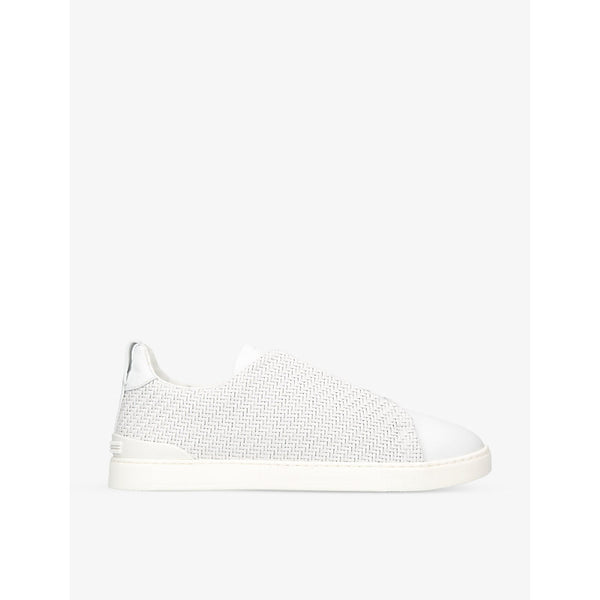  Zegna Triple Stitch interwoven leather low-top trainers