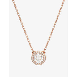  Swarovski Constella rose-gold toned brass and zirconia pendent necklace