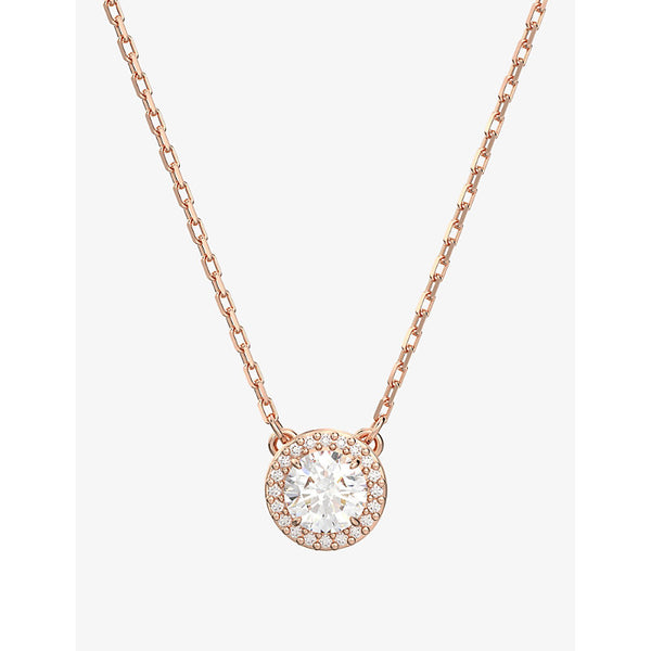  Swarovski Constella rose-gold toned brass and zirconia pendent necklace