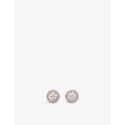  Swarovski Constella rose-gold toned brass and zirconia halo stud earrings