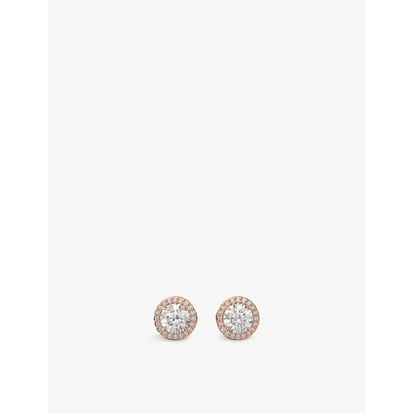  Swarovski Constella rose-gold toned brass and zirconia halo stud earrings