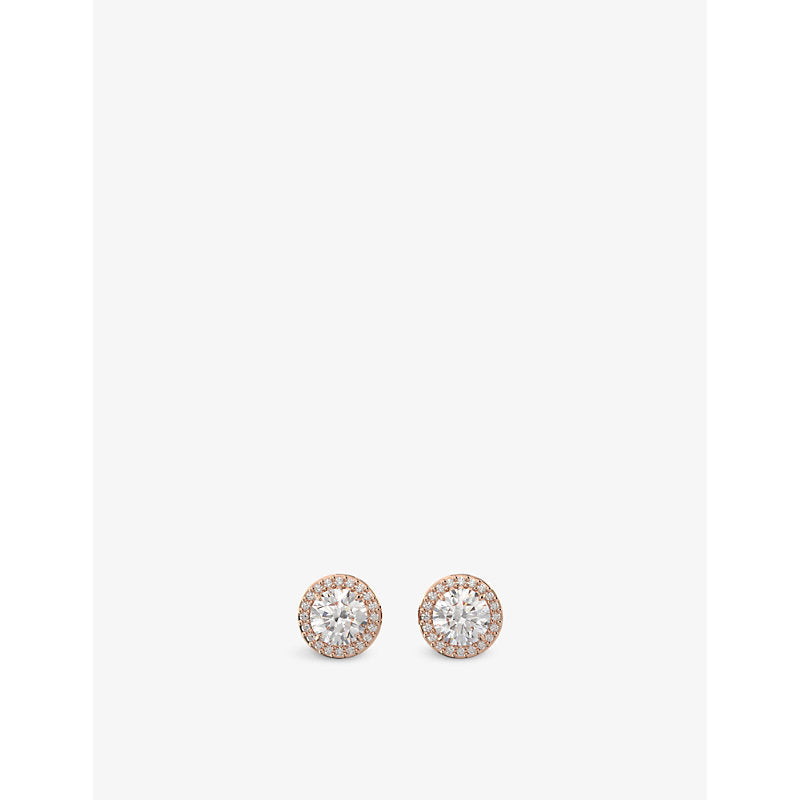  Swarovski Constella rose-gold toned brass and zirconia halo stud earrings