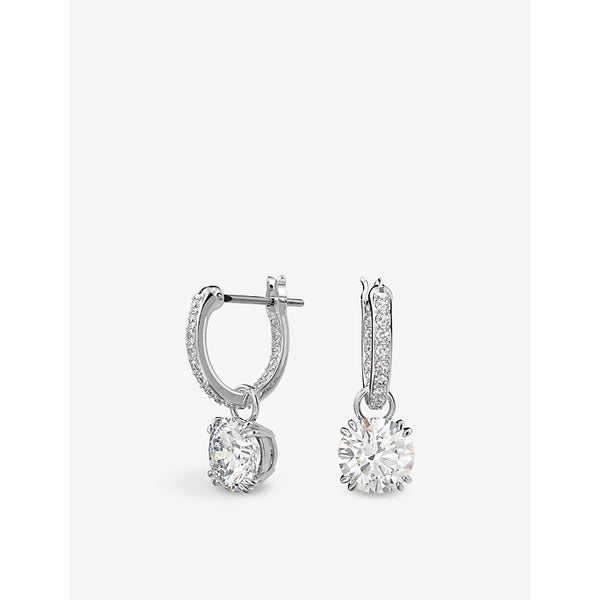  Swarovski Constella rhodium-plated and zirconia drop earrings